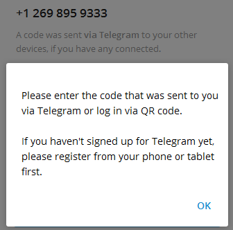Telegram/电报/纸飞机官方2.7.4版本客户端： please register from your phone or tablet first